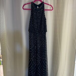 Adrianna Pappel blue gown with silver beading